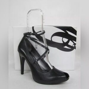 NIB Nine West Paoletta Black Peep Toe Heel - SIZE 8M